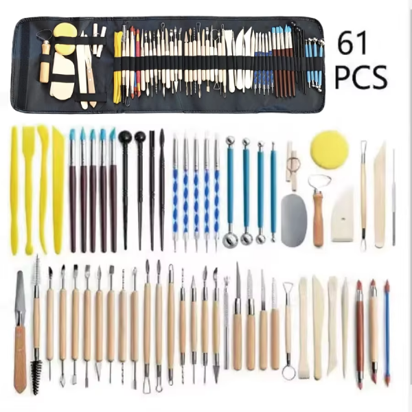 Pottery Clay Sculpting Tools Kit 8-61 Pcs/Set, Ceramic Wax Clays Carving Tools for Art Craft Pottery Sculpting Modeling Tool Set - Image 6