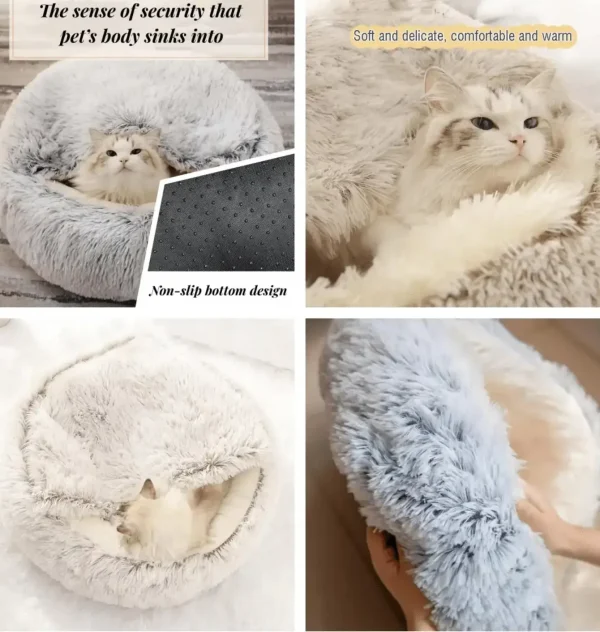 The Purrfect Haven: Luxuriously Soft Hooded Nest for Cozy Cat & Pup Dreams - Image 6