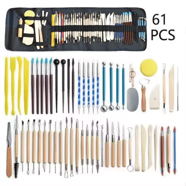 Pottery Clay Sculpting Tools Kit 8-61 Pcs/Set, Ceramic Wax Clays Carving Tools for Art Craft Pottery Sculpting Modeling Tool Set - Image 14