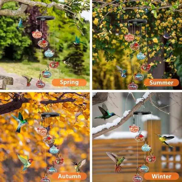 Charming Wind Chimes Hummingbird Feeders Hanging Hummingbird Feeder with 6 Feeder Balls Outdoor Garden Bird Feeder - Image 4