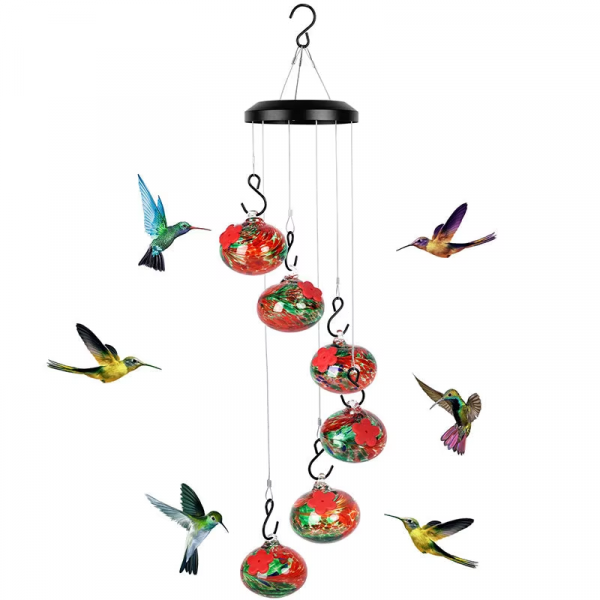 Charming Wind Chimes Hummingbird Feeders Hanging Hummingbird Feeder with 6 Feeder Balls Outdoor Garden Bird Feeder - Image 7