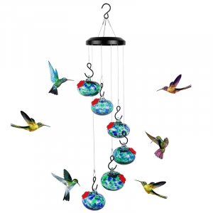 Charming Wind Chimes Hummingbird Feeders Hanging Hummingbird Feeder with 6 Feeder Balls Outdoor Garden Bird Feeder